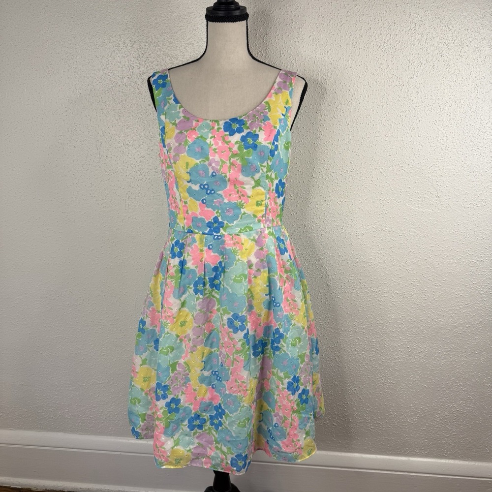 Lilly Pulitzer Posey Fit & Flare Dress pastel multicolored "Spring Fling" Sz 6